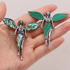 Abalone Turquoise Angel Wings Pendant DIY Jewelry Making Charms 60x6mm