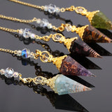 Hexagon Pendulum Pendant Reiki Healing Crystal Amulet Gemstone Rock