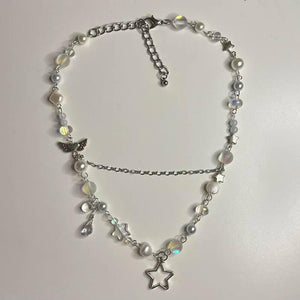 Pearl Bead Necklace Star Pendant Y2K Jewelry