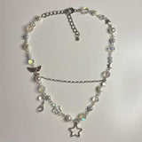 Pearl Bead Necklace Star Pendant Y2K Jewelry