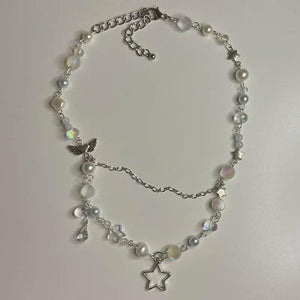 Pearl Bead Necklace Star Pendant Y2K Jewelry