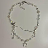 Pearl Bead Necklace Star Pendant Y2K Jewelry