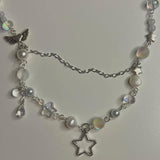 Pearl Bead Necklace Star Pendant Y2K Jewelry
