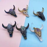 Acrylic Bull Head Pendant Crystal Beads Necklace Charm DIY Jewelry