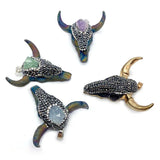 Acrylic Bull Head Pendant Crystal Beads Necklace Charm DIY Jewelry