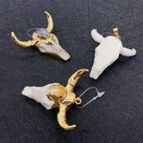 Acrylic Bull Head Pendant Crystal Beads Necklace Charm DIY Jewelry