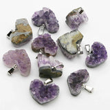 Amethyst Heart Pendant Healing Reiki Charms Necklace Gift