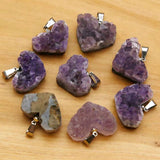 Amethyst Heart Pendant Healing Reiki Charms Necklace Gift