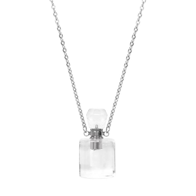 Natural Stone Perfume Bottle Necklace Semi-Precious Pendant Charms