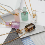 Natural Stone Perfume Bottle Necklace Semi-Precious Pendant Charms