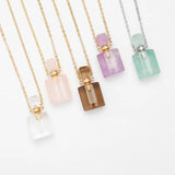 Natural Stone Perfume Bottle Necklace Semi-Precious Pendant Charms