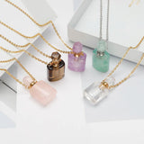 Natural Stone Perfume Bottle Necklace Semi-Precious Pendant Charms