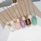 Natural Stone Perfume Bottle Necklace Semi-Precious Pendant Charms