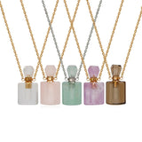 Natural Stone Perfume Bottle Necklace Semi-Precious Pendant Charms