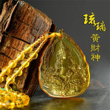 Topaz Hand Carved Chinese God of Wealth Pendant