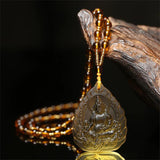 Topaz Hand Carved Chinese God of Wealth Pendant