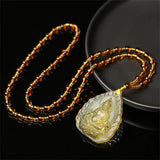 Topaz Hand Carved Chinese God of Wealth Pendant