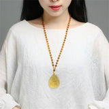 Topaz Hand Carved Chinese God of Wealth Pendant