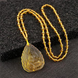 Topaz Hand Carved Chinese God of Wealth Pendant