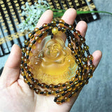 Topaz Hand Carved Chinese Buddha Dragon Jade Pendant Charm Crystal Jewelry