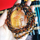 Topaz Hand Carved Chinese Buddha Dragon Jade Pendant Charm Crystal Jewelry