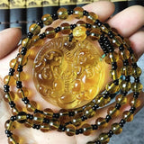Topaz Hand Carved Chinese Buddha Dragon Jade Pendant Charm Crystal Jewelry