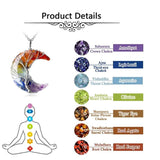 7 Chakras Tree of Life Necklace Wire Wrap Crescent Moons Crystal Pendants