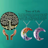 7 Chakras Tree of Life Necklace Wire Wrap Crescent Moons Crystal Pendants