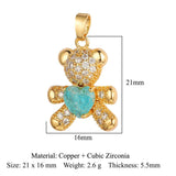 3pcs Bear Pink Zircon DIY Jewelry Pendant High Dolphin Brass CZ Charms Necklace