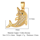 3pcs Bear Pink Zircon DIY Jewelry Pendant High Dolphin Brass CZ Charms Necklace