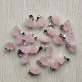 24pcs Rose Quartz Stone Pillar Point Pendants for Jewelry Making