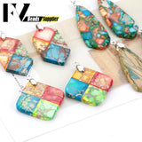 Natural Stone Pendants Sea Sediment Jasper for Jewelry Making DIY Necklace Brace