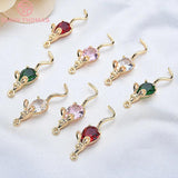 4PCS 28x7MM 24K Plated Zircon Mouse Pendants DIY Jewelry Findings