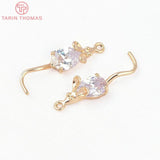 4PCS 28x7MM 24K Plated Zircon Mouse Pendants DIY Jewelry Findings
