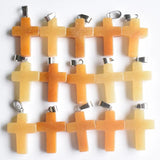Natural Stone Mixed Assort Cross Pendants Charms for Necklaces 24pcs