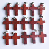 Natural Stone Mixed Assort Cross Pendants Charms for Necklaces 24pcs