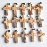 Natural Stone Mixed Assort Cross Pendants Charms for Necklaces 24pcs