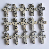 Natural Stone Mixed Assort Cross Pendants Charms for Necklaces 24pcs