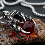 Gothic Men Stainless Steel Dragon Claw Pendant Necklace Retro Style