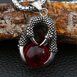 Gothic Men Stainless Steel Dragon Claw Pendant Necklace Retro Style