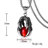 Gothic Men Stainless Steel Dragon Claw Pendant Necklace Retro Style