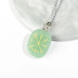 Reiki Chakra Vegvisir Viking Rune Necklace Lapis Lazuli Opal Pendant