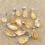Natural Stone Citrine Pendants Charms Raw Healing Crystals 12PCS