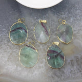 Natural Fluorite Faceted Oval Pyramid Pendant