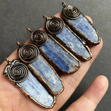 Raw Kyanite Pendant Necklace, Rose Plated Gemstone Charms