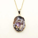 Natural Stone Irregular Grey Agate Necklace for Women