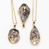 Natural Stone Irregular Grey Agate Necklace for Women