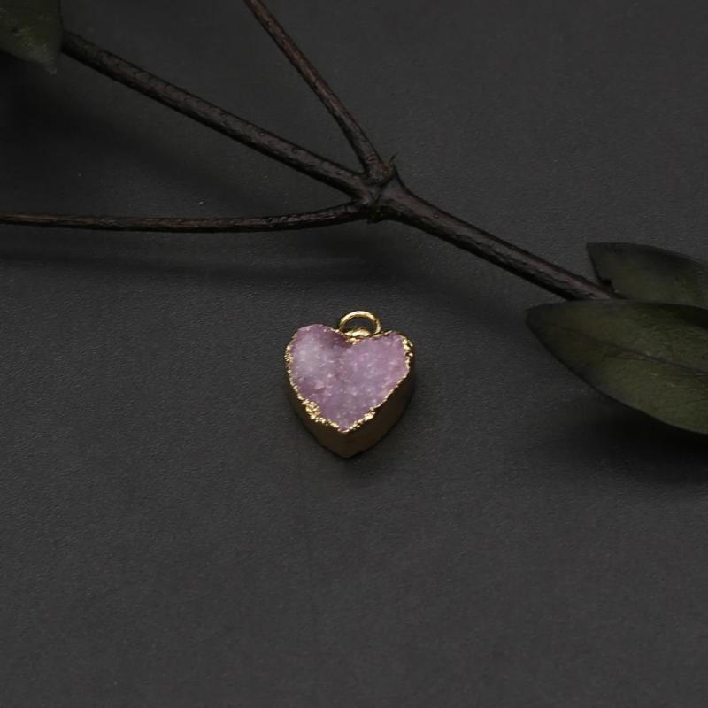 3Pcs Crystal Druzy Pendant Hearts Agat Quartz DIY Charms Necklace Earring