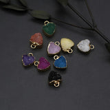 3Pcs Crystal Druzy Pendant Hearts Agat Quartz DIY Charms Necklace Earring