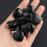 Agates Pendant Charm Heart Shape Stone Pendant for DIY Jewelry